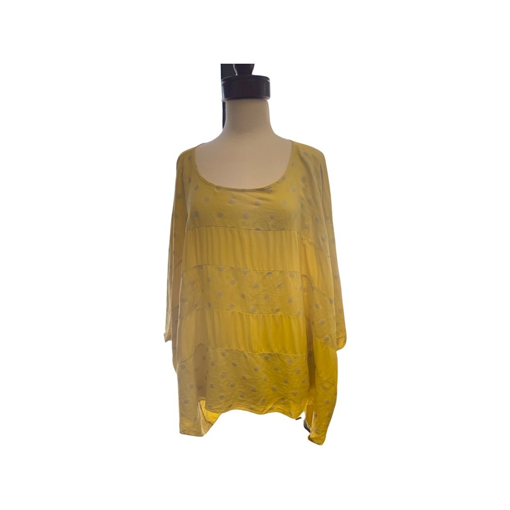 Yellow striped and polka dot tunic